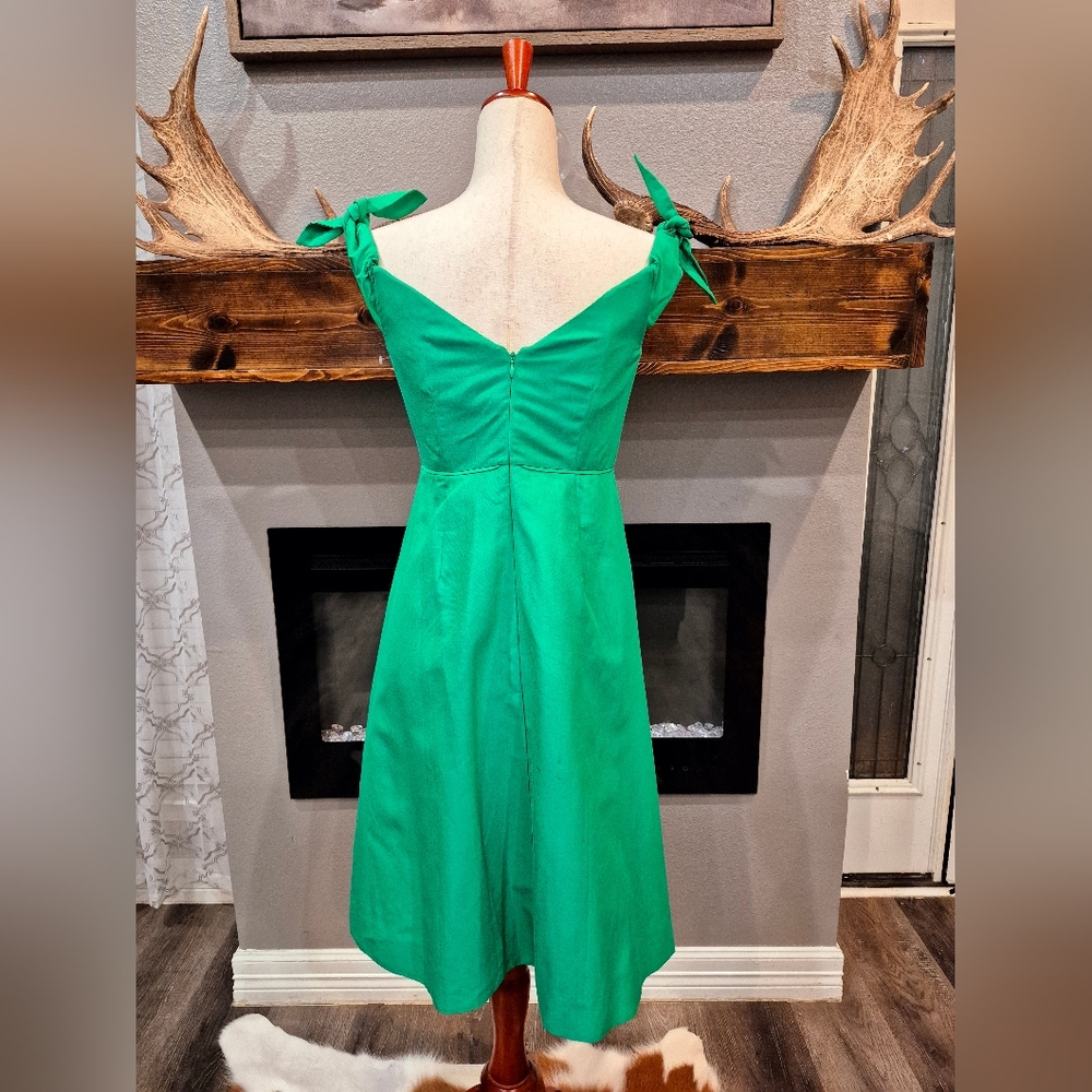 NWT- J. Crew Emerald Green Off-Shoulder Midi Dress - Picture 5 of 6